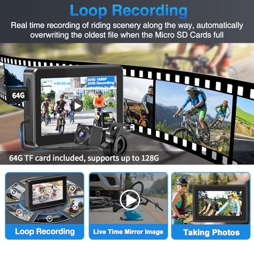 1080P Bicycle Rear View Camera with 4.3'' HD Monitor R397