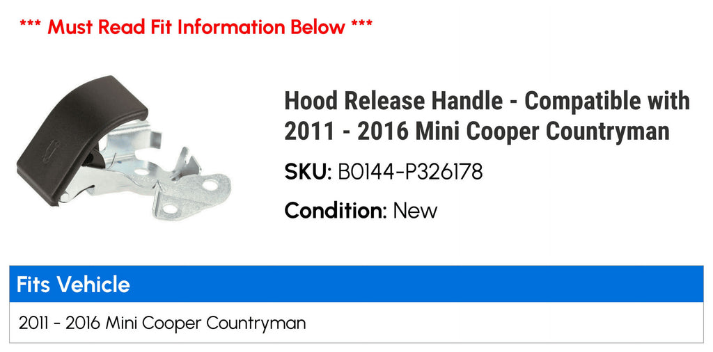Hood Release Handle for Mini Cooper Countryman J963146