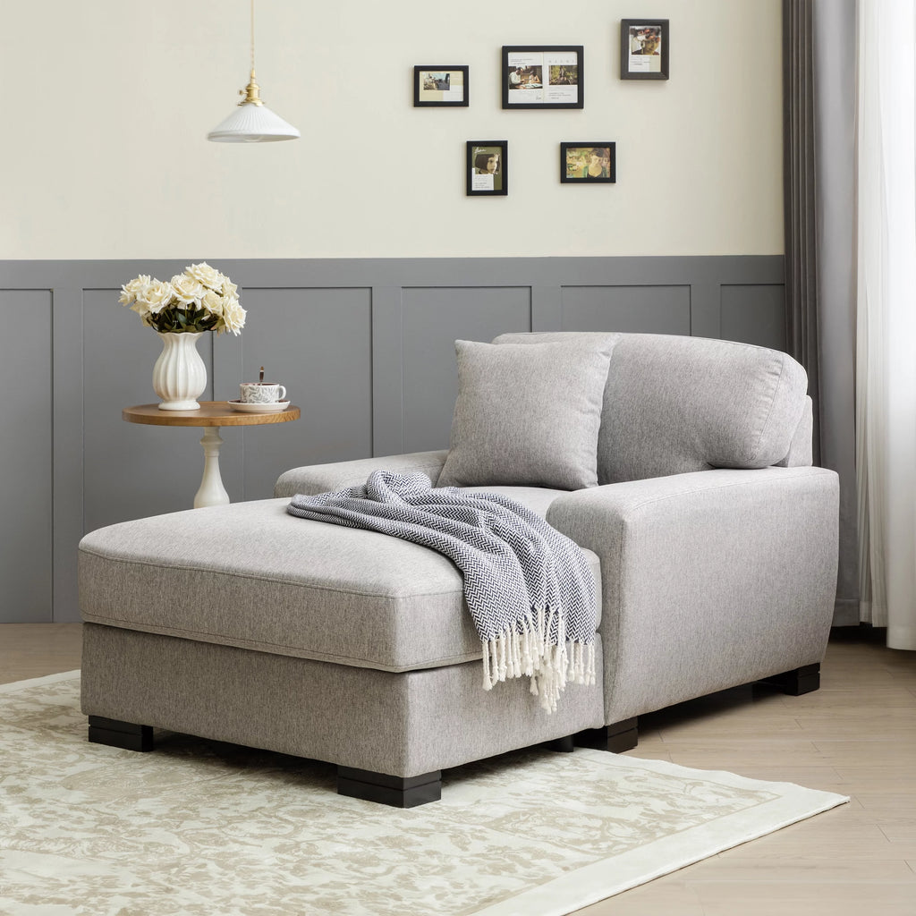 Gray Velvet Oversized Chaise Lounger Sleeper Sofa R758