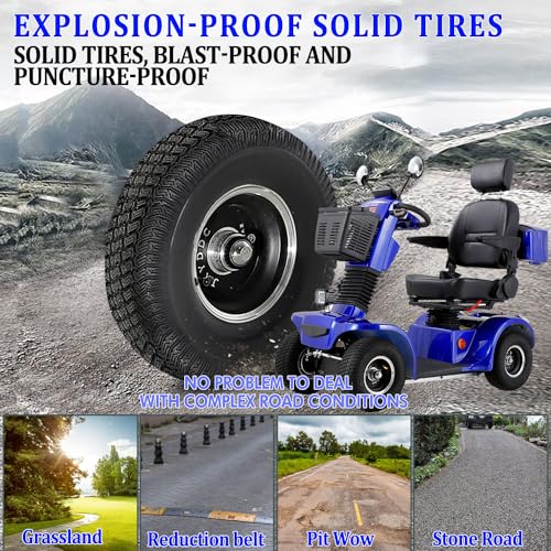 4 Wheel 500lbs Capacity Electric Powered Mobility Scooter with Adjustable Seat and Rear Basket N944330