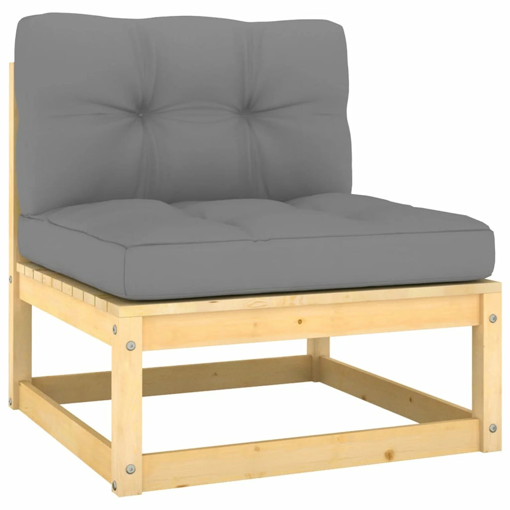 12 Piece Gray Cushioned Pinewood Sectional Outdoor Furniture Set L673501