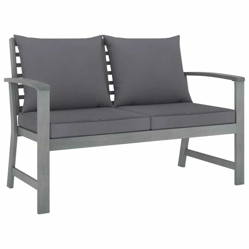 Dark Gray Cushion Solid Acacia Wood Patio Bench L932