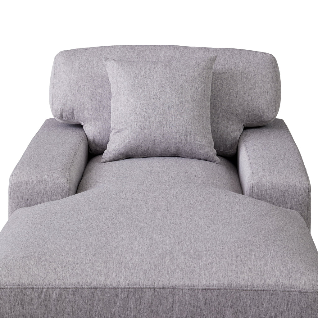 Gray Velvet Oversized Chaise Lounger Sleeper Sofa R758