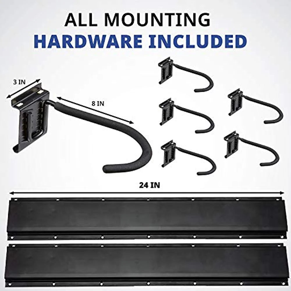 6 Adjustable Hooks Garage Bike Rack Wall Mount Bicycle Storage Hanger Z798