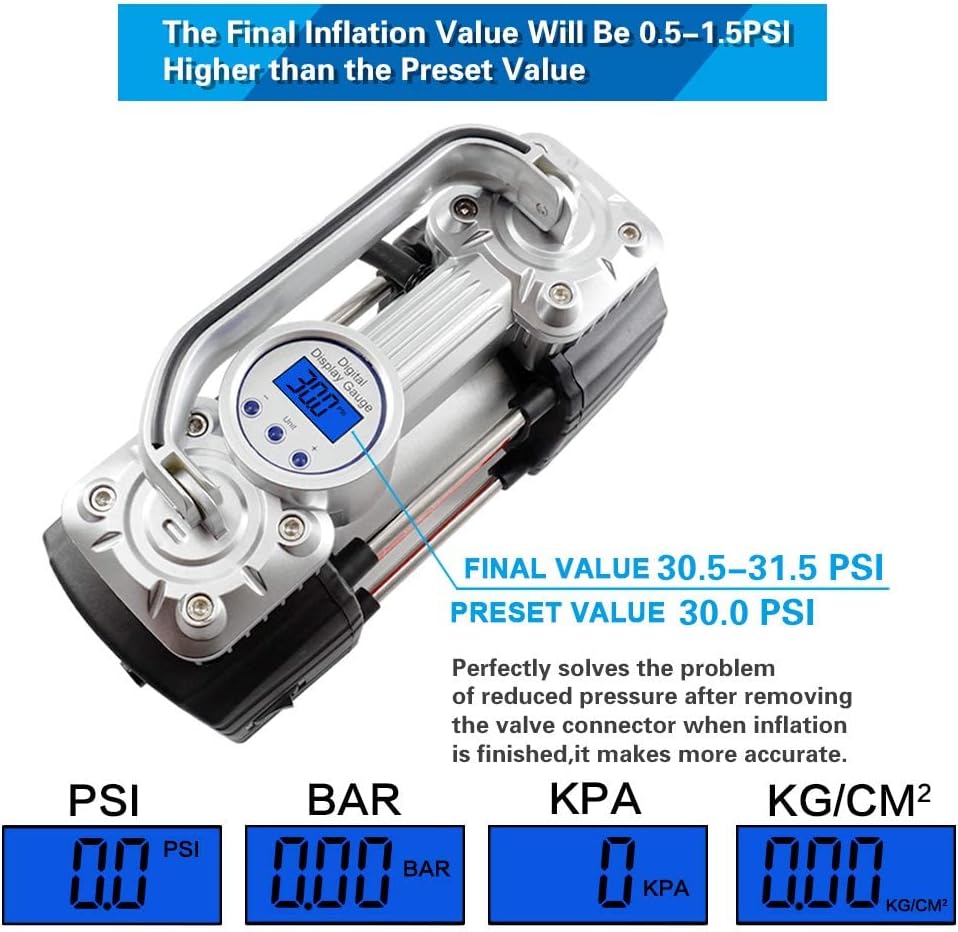 150Psi 12V Dual Cylinders Air Compressor Pump with Tire Repair Kit W420600