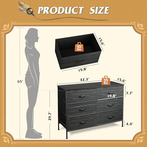 Wide 6 Drawer Fabric Storage Dresser I93695