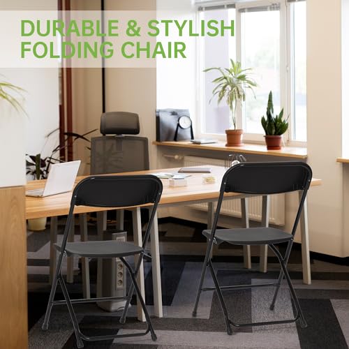 Black 10 Pack Plastic Folding Chair 350 LB Weight Capacity N536388