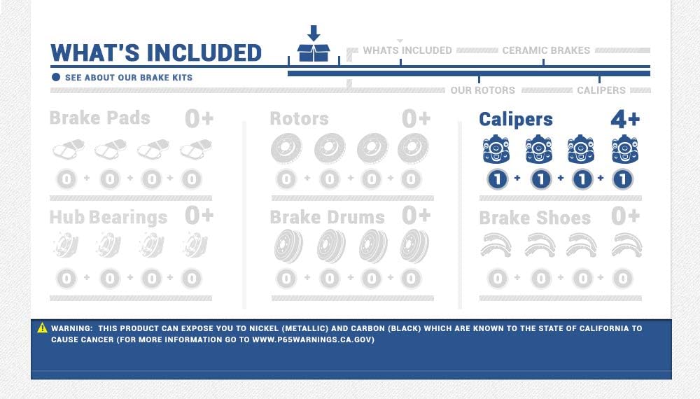 Front + Rear Semi-Loaded Caliper Assembly Set Kit J751803