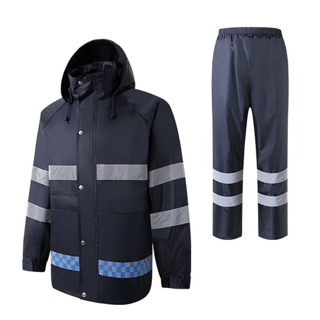 High Visibility Reflective Waterproof Raincoat Suits Rain Gear Motorcycle Cycling Rain Poncho Jacket Hooded Rainwear Four Season XXL X787436