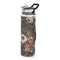 Leopard in Flowers 32oz Tritan Sports Water Bottle with Straw D1206