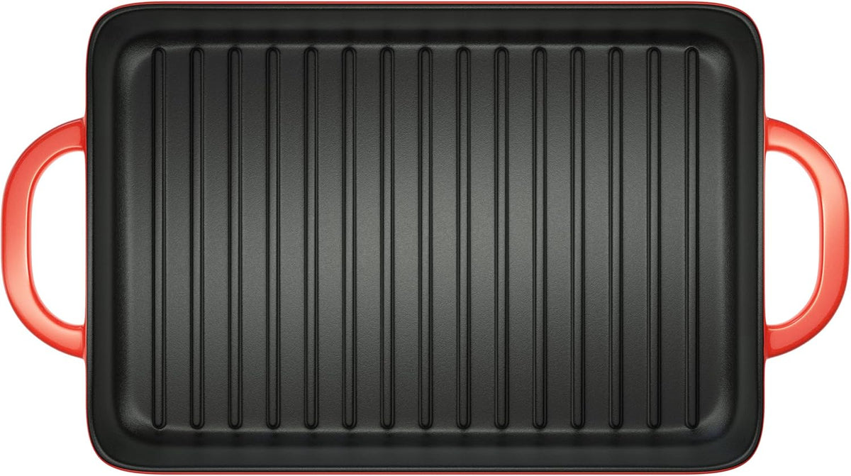 Red Enamel Cast Iron Grill Pan U101