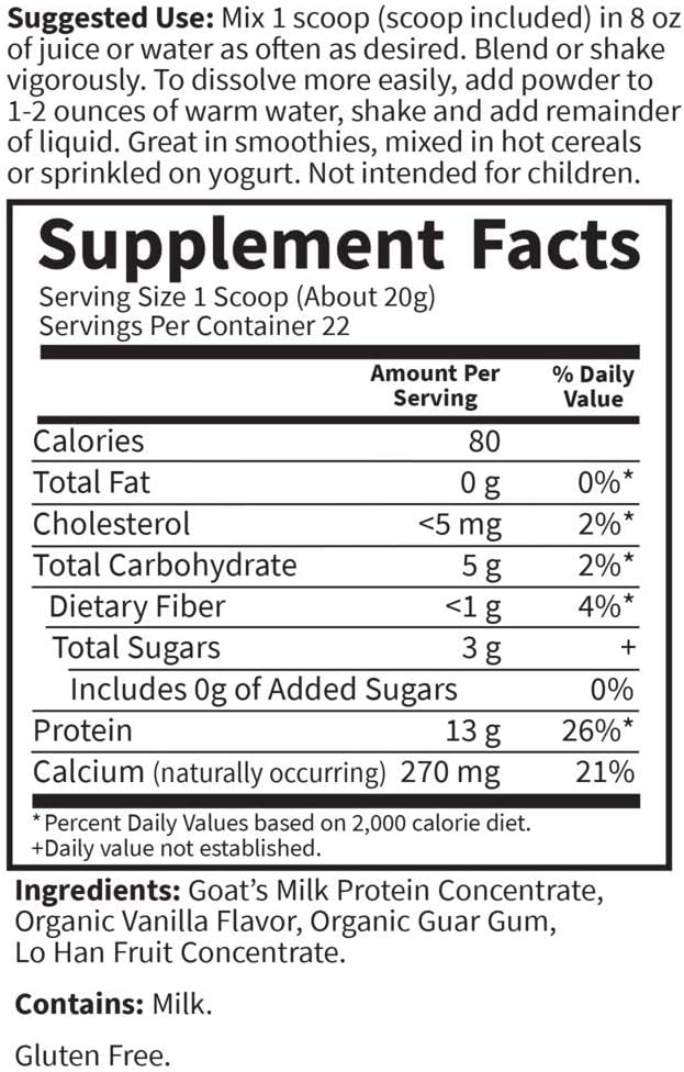 Goat Protein Powder, 22 Servings, 15.5 Ounce Pack of 2 O958