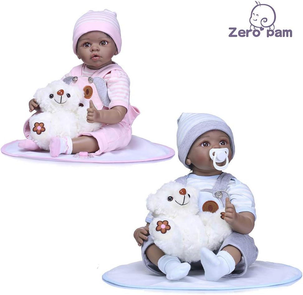African American Reborn Baby Dolls 55cm Dark Skin Lifelike Newborn Dolls Twins L2001
