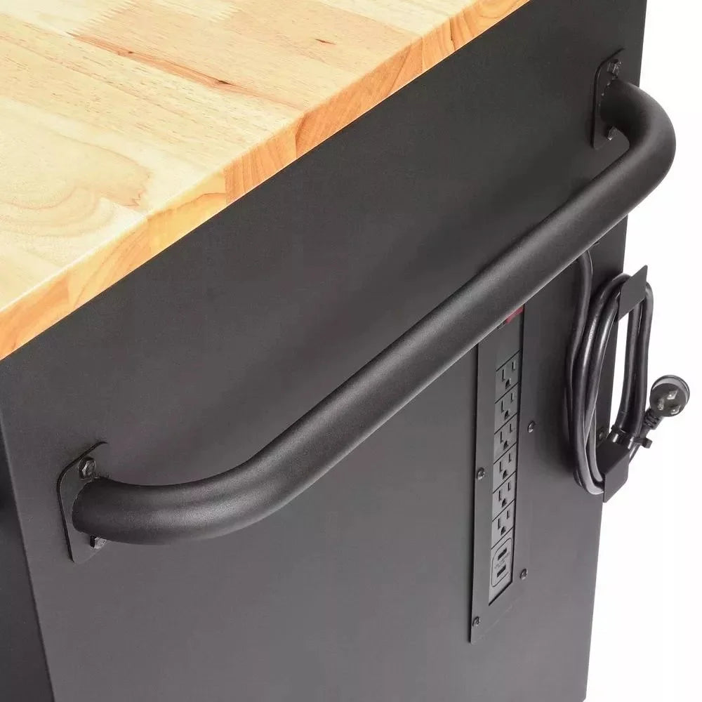 72 IN. W 18-Drawer Deep Tool Chest Mobile Workbench in Matte Black with Adjustable-Height Hardwood Top K550