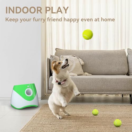 Automatic Dog Ball Thrower Launcher with 12 PCS Tennis Balls, Green M282930