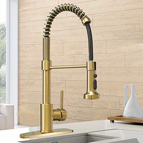 Matte Black&Brushed Nickel Spring Kitchen Faucet with Pull Down Sprayer C158563
