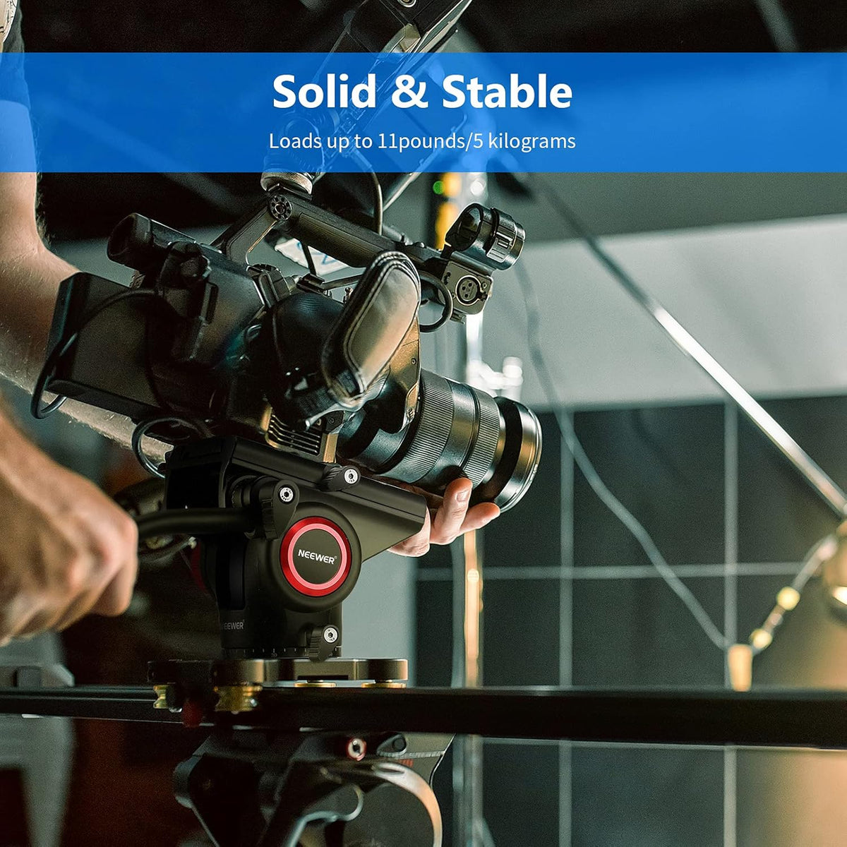 Metal Heavy Duty Video Camera Tripod Fluid Drag Pan Head with Sliding Plate and 2-Section Adjustable Handle, Load up to 11pounds/5kilograms, Pack of 2 W306