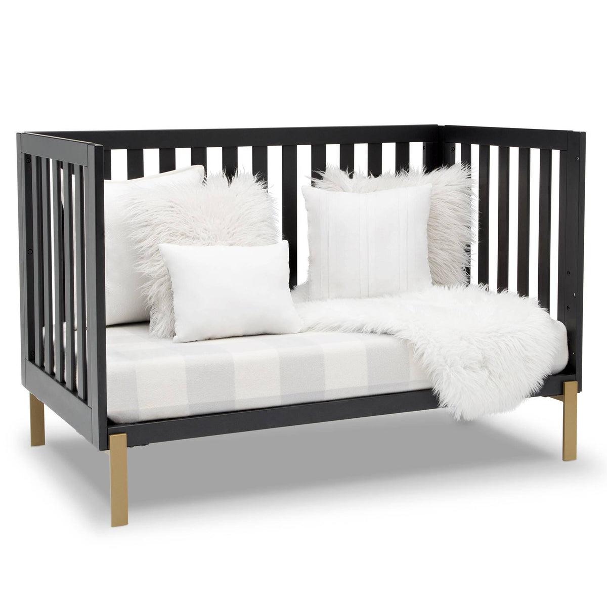 Midnight 4-in-1 Convertible Crib with Roll-Out Storage N4581