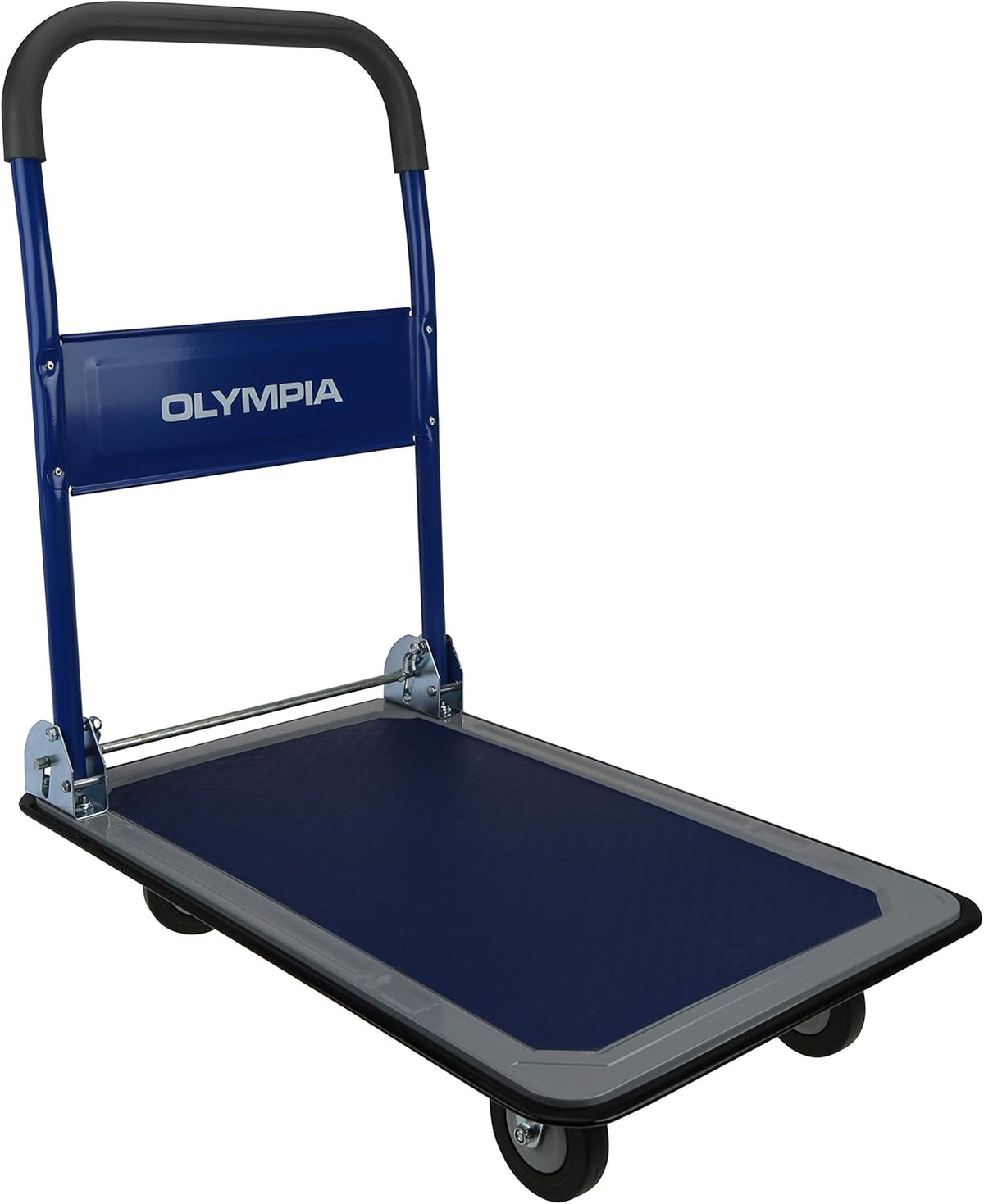 Folding & Rolling Flatbed Cart, Olive Green with Blue Bumper, 600 Lb. Load Capacity, Pack of 2 P770787