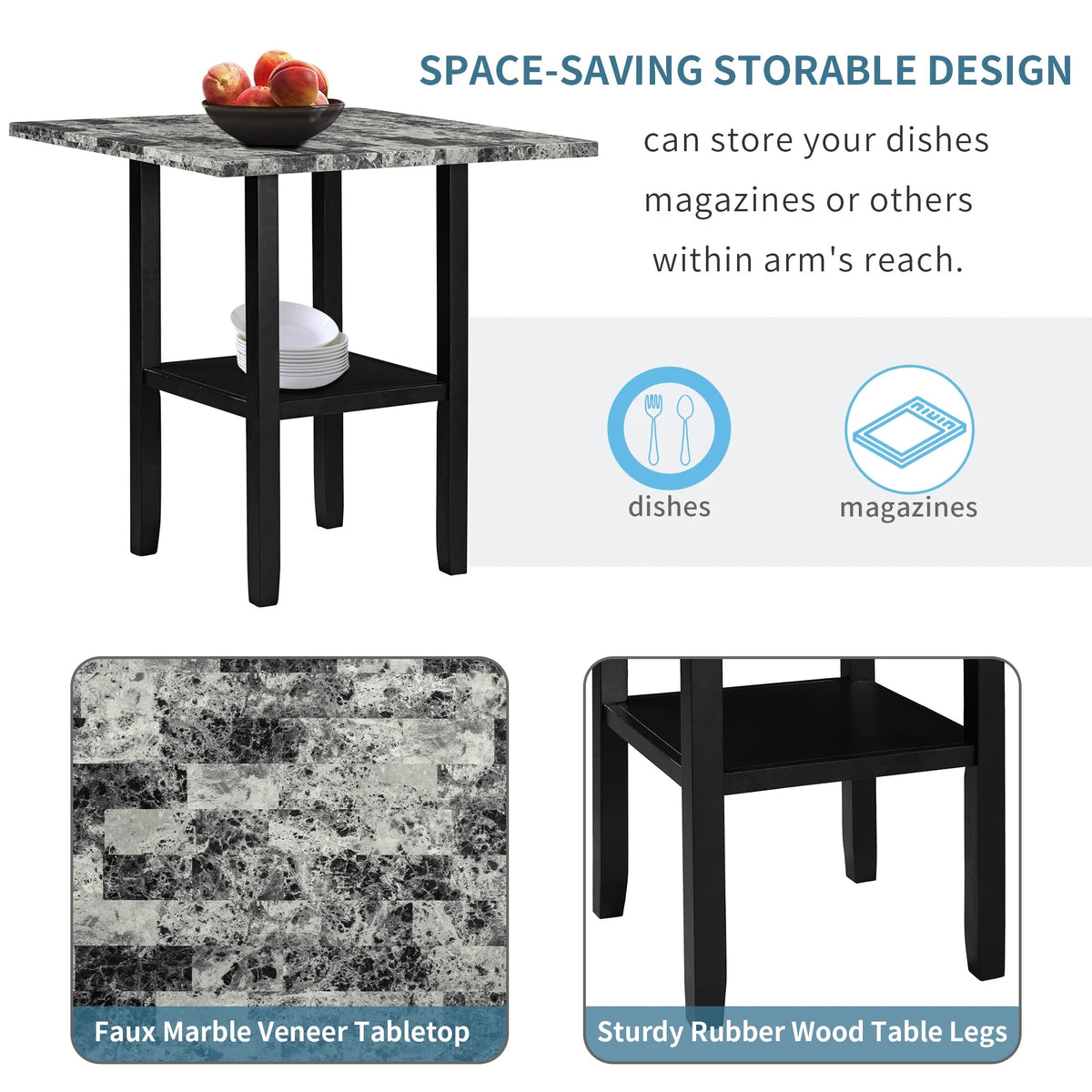 5 Piece Dining Set with 4 Chairs X7027