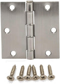 100 Pack Steel Door Hinge, 3.5" Square Corner, Satin Nickel, Removable Pin, with Screws L724089