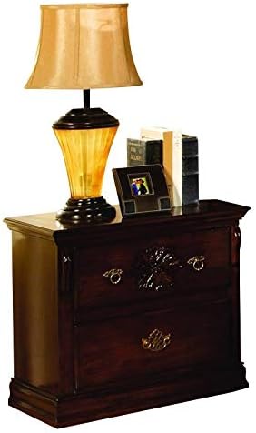 Dark Pine Solid Wood 2-Drawer Nightstand E894122