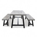 3 Piece Outdoor Acacia Wood Dining Set in Light Gray Z592