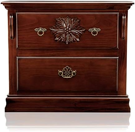 Dark Pine Solid Wood 2-Drawer Nightstand E894122