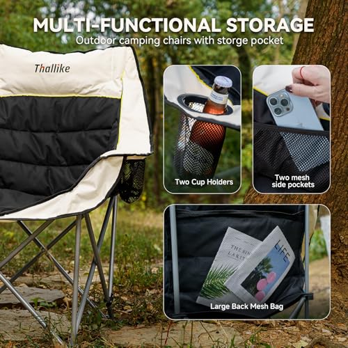 Oversized Heavy Duty Folding Camping Chair with Cup Holders and Carry Bag L4592