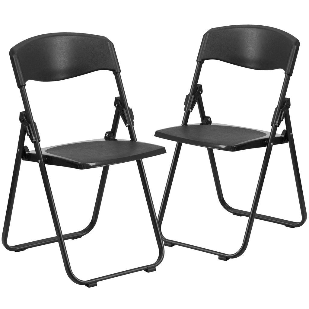 2 Pack Heavy Duty Black Plastic Folding Chair S624091
