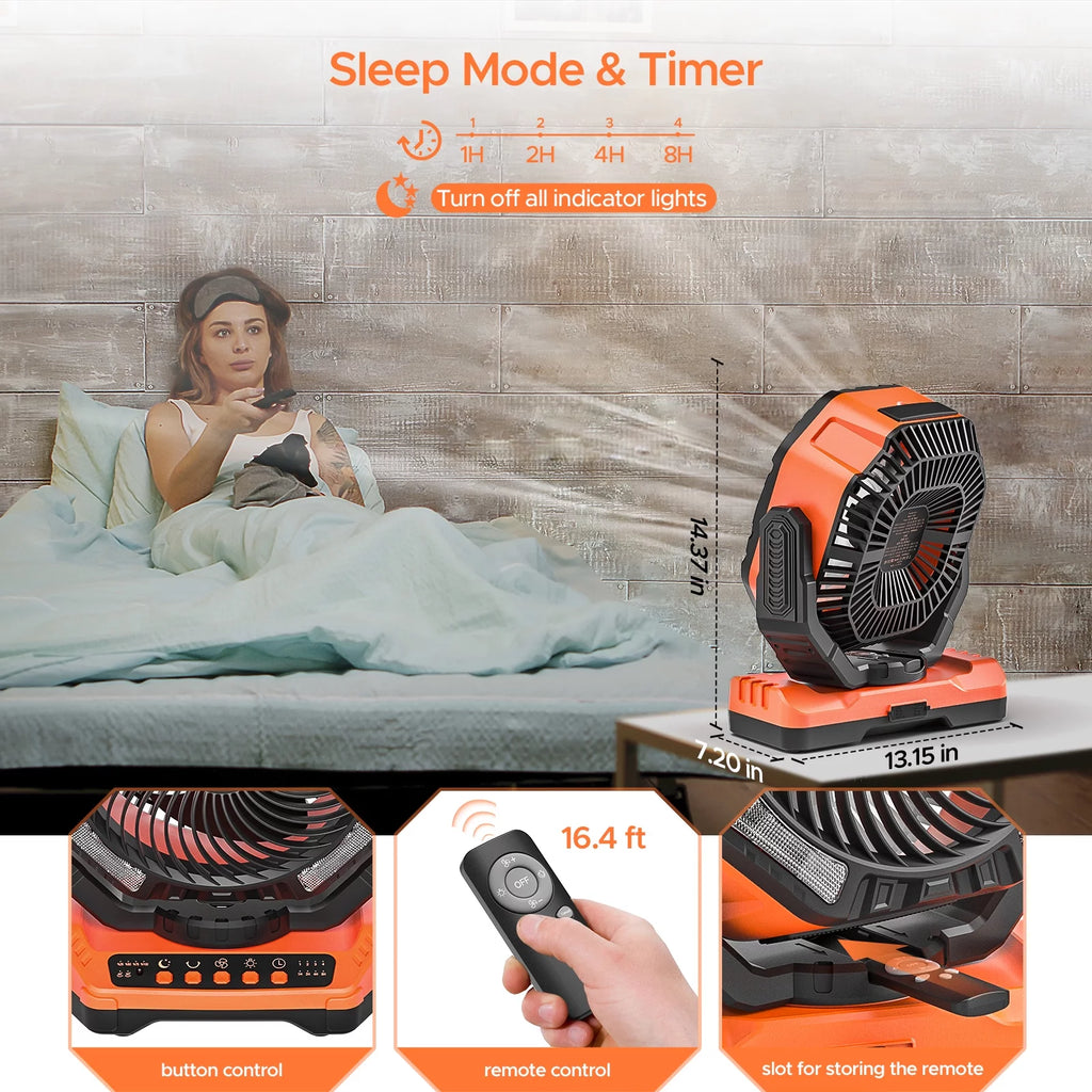 Portable Rechargeable Camping Fan with LED Light Y625183