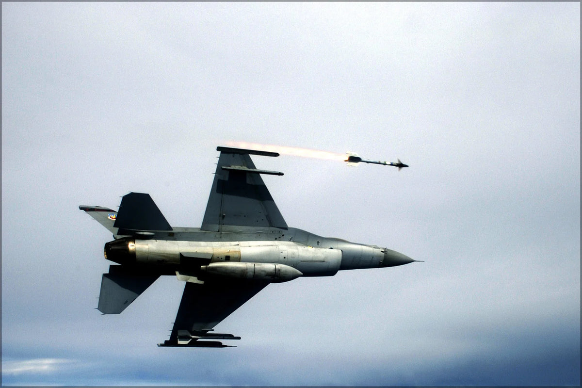 24"x36" Gallery Poster of AIM-9 Sidewinder missile and F-16C Fighting Falcon A194