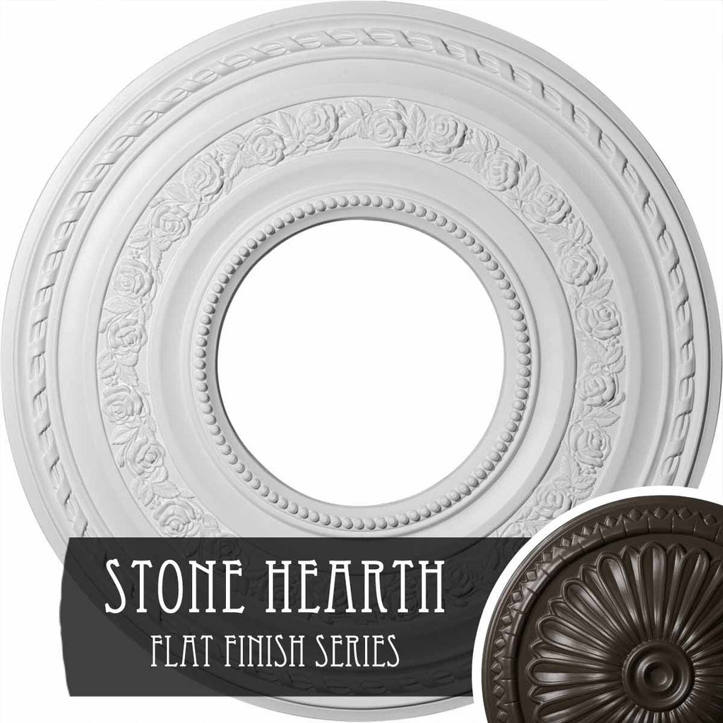 29 3/8x22OD x 11 5/8x22ID x 1 1/8x22P Hand-Painted Stone Hearth Ceiling Medallion U208