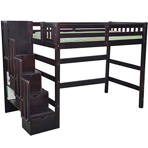 Natural Twin Loft Bed with Storage Q166469