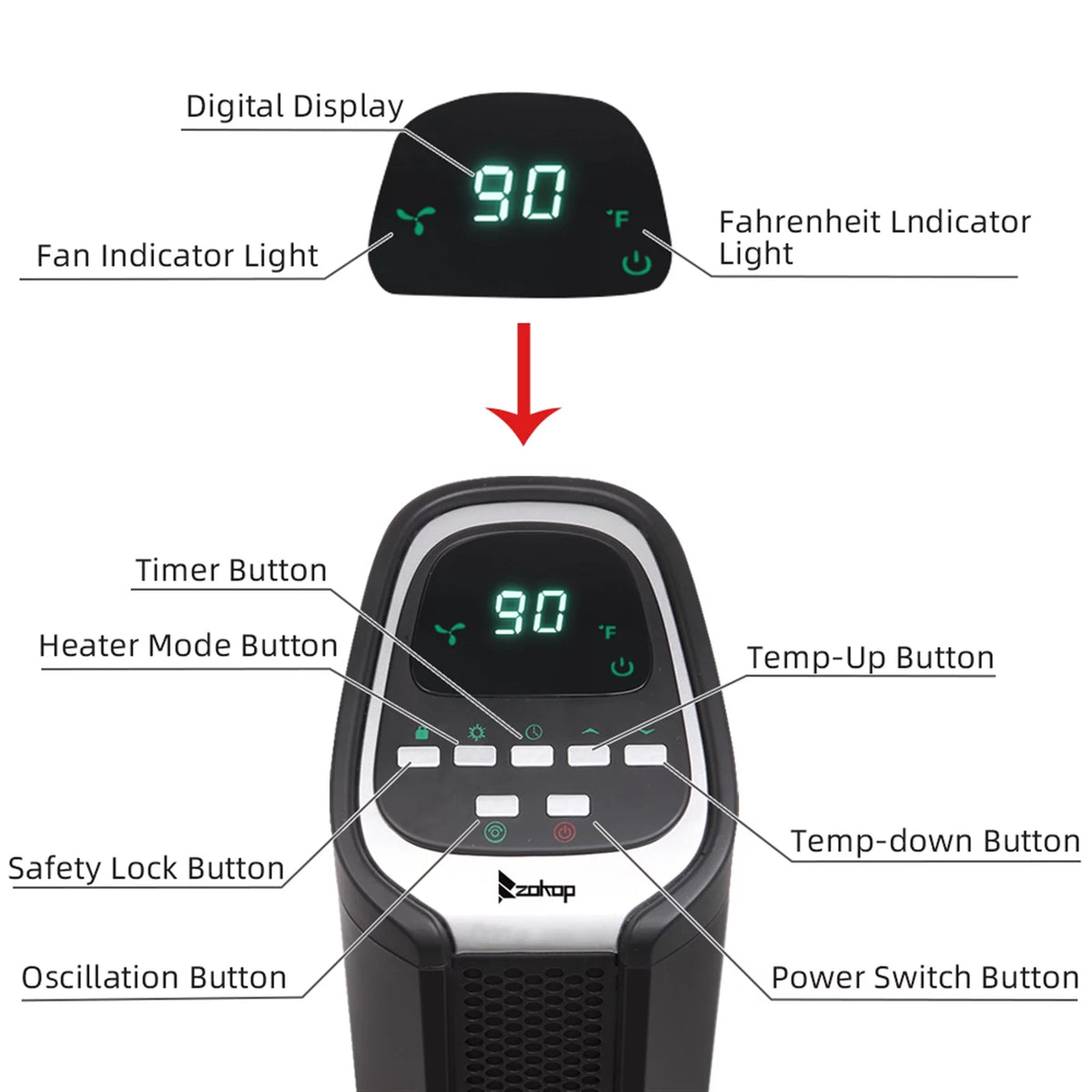 24'' 1500W Adjustable Electric Space Heater I465744
