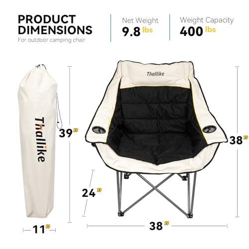 Oversized Heavy Duty Folding Camping Chair with Cup Holders and Carry Bag L4592
