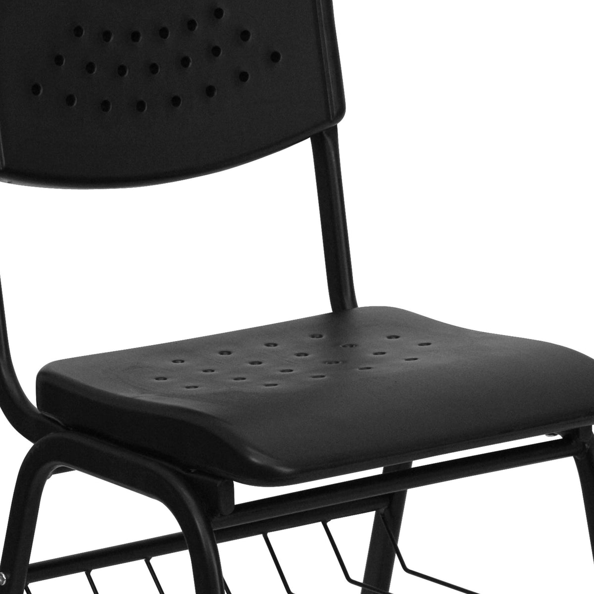 Black Frame Plastic Chair with Book Basket L690490