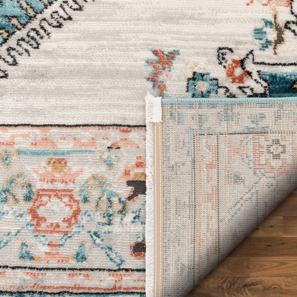 Blue Ivory Vintage Oriental Medallion Area Rug O564236