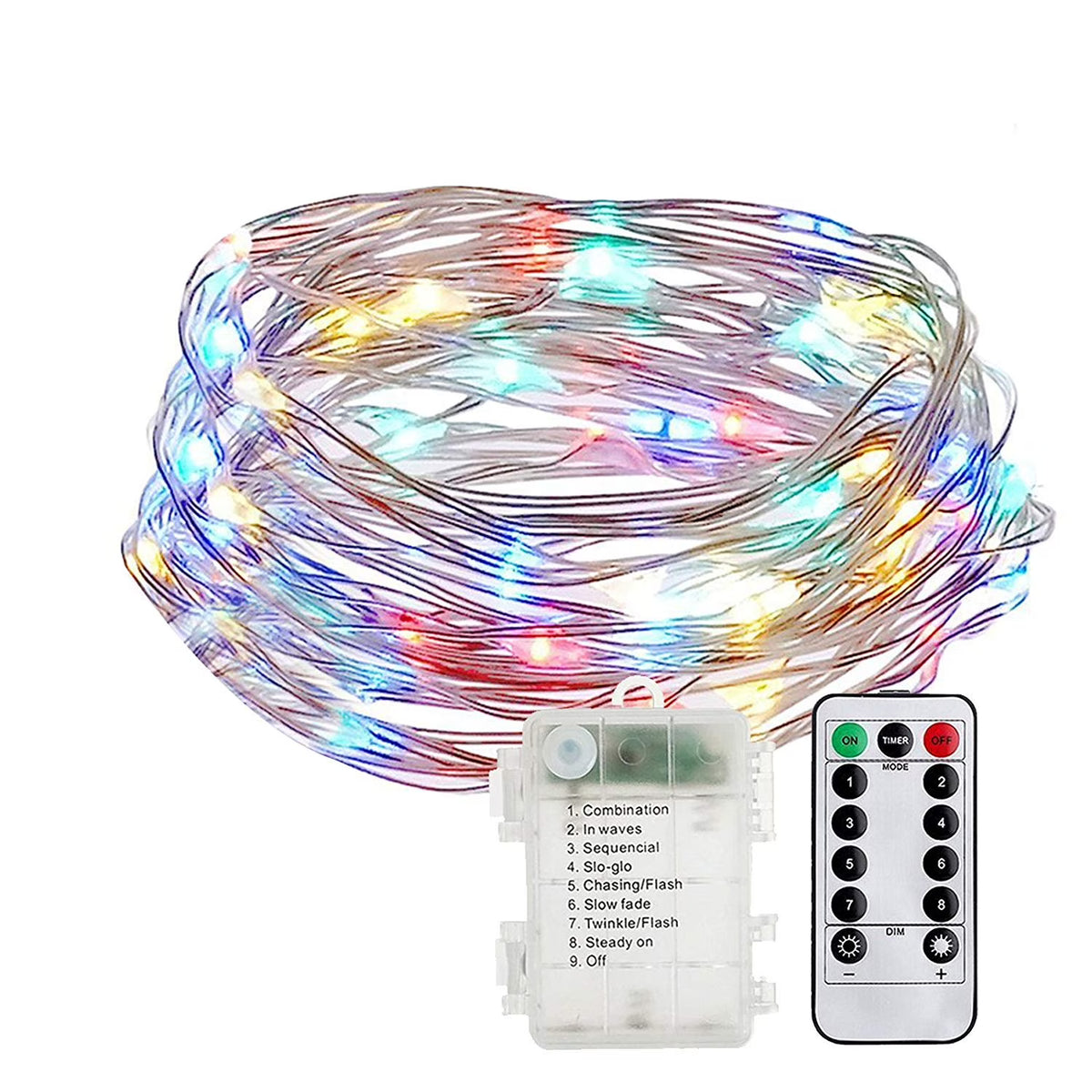 100 Led Multicolor Fairy String Lights with Remote Timer B637