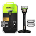 Gold Edition Razor with Exfoliating Bar, 1 Handle, 3 Razor Blade Refills, 1 Travel Case, 1 Premium Magnetic Stand O12360