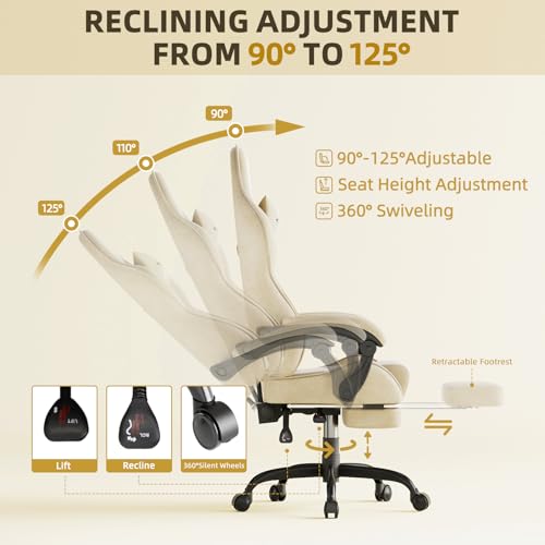 Green Velvet Ergonomic Gaming Chair with Footrest and Massage Lumbar Cushion P937