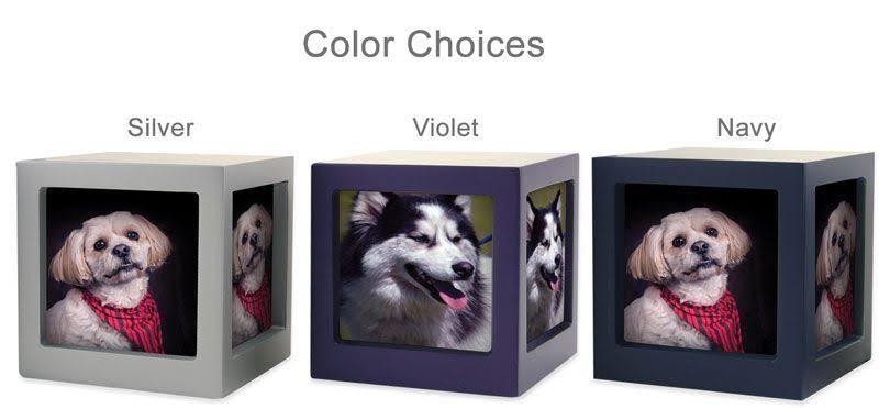 Medium Violet Photo Cube Pet Cremation Urn P7292