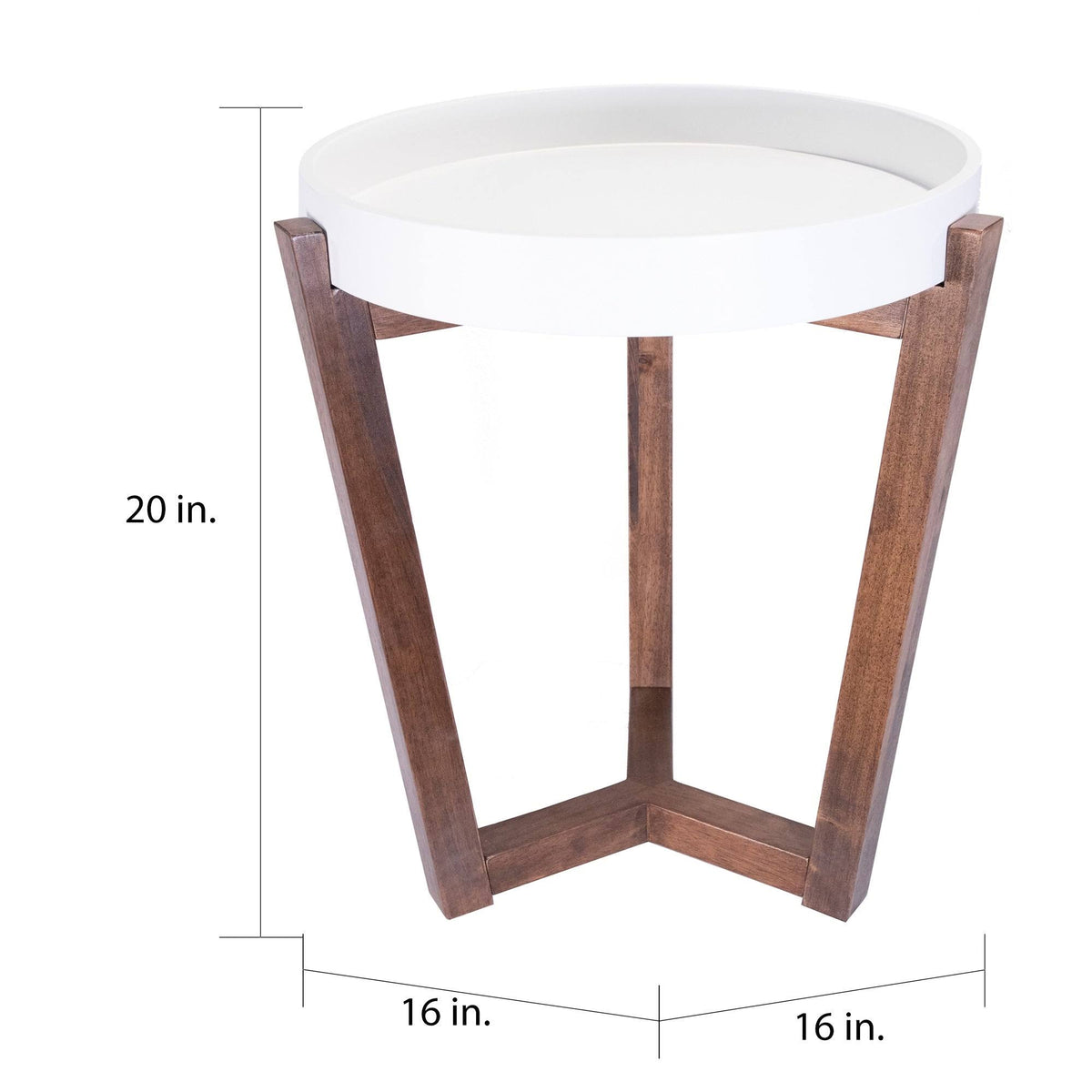Modern Wood Round Accent Table - White P2621