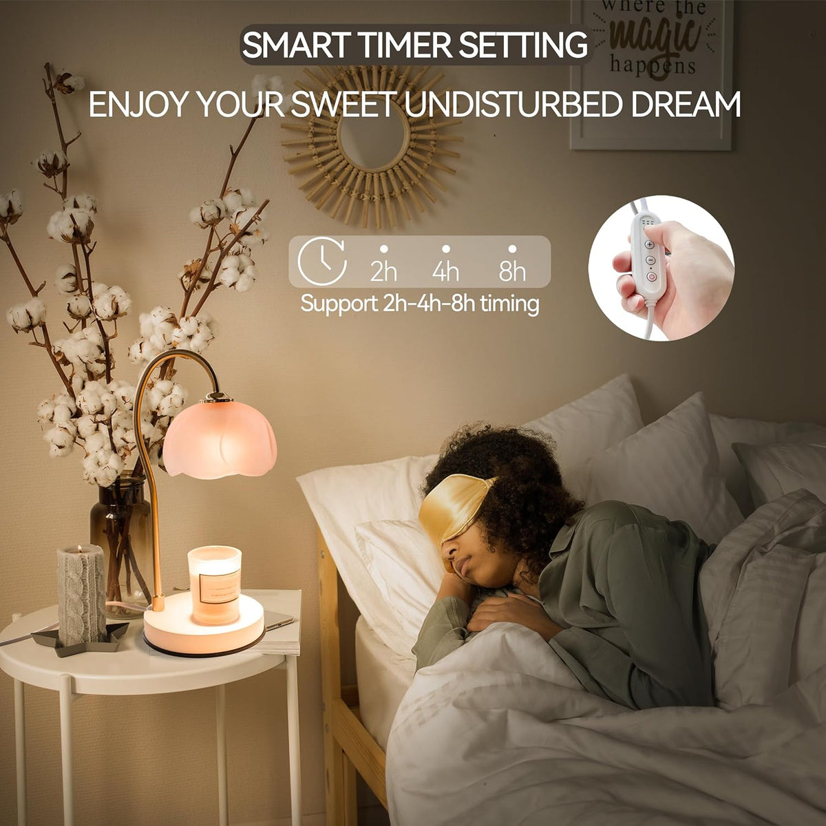 Candle Warmer Lamp with Timer & Dimmer, Electric for Large Jar Candles, 3 Wick Candle, with 2 Bulbs P110