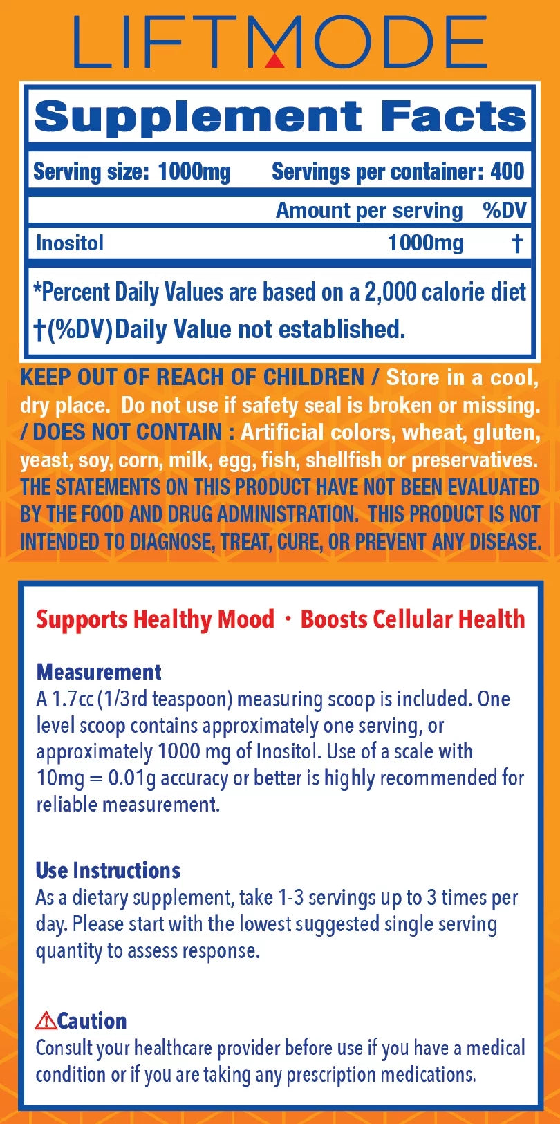 Inositol 400 Grams 14.11 Oz Y747424