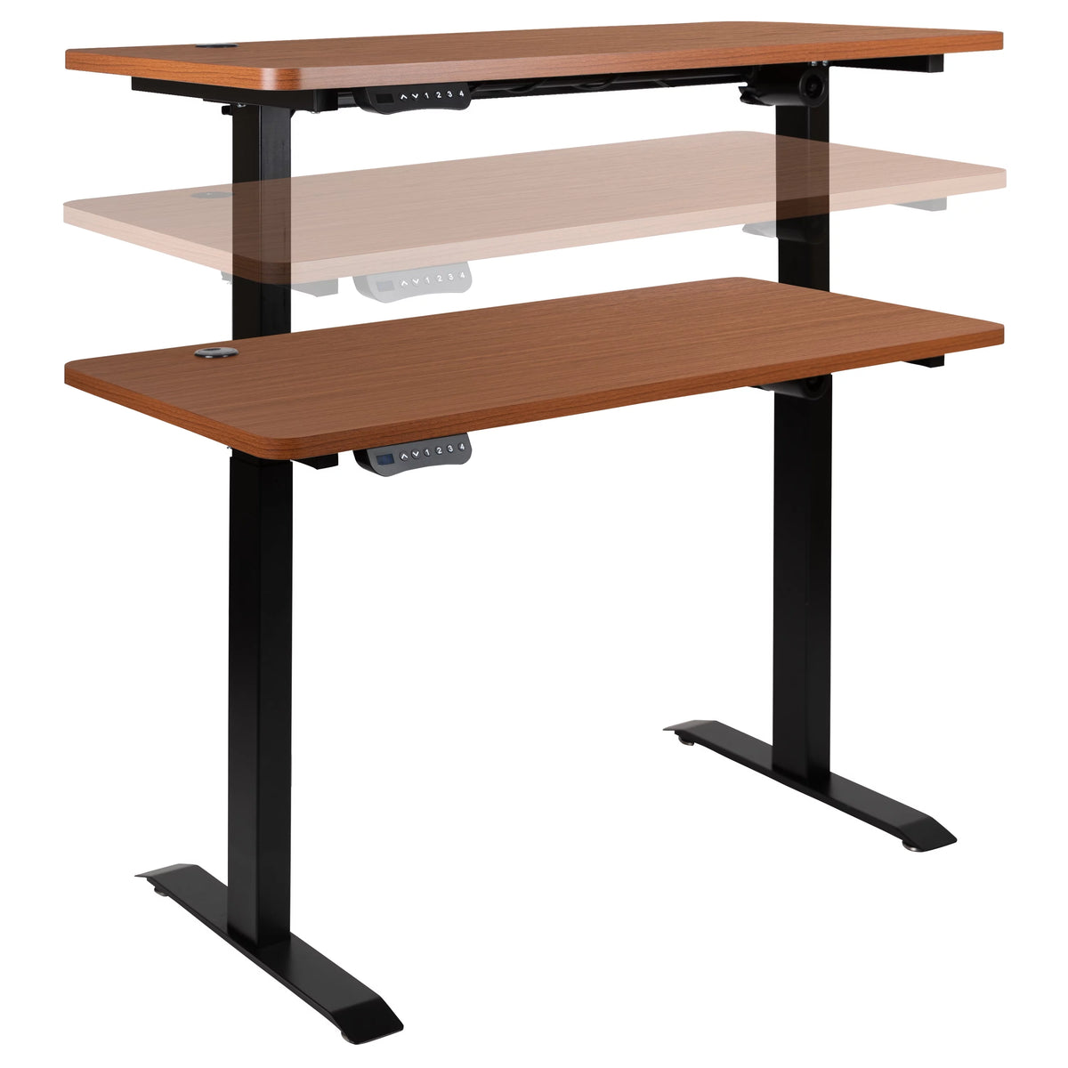 Electric Height Adjustable Standing Desk 48" Wide x 24" Deep Mahogany I988