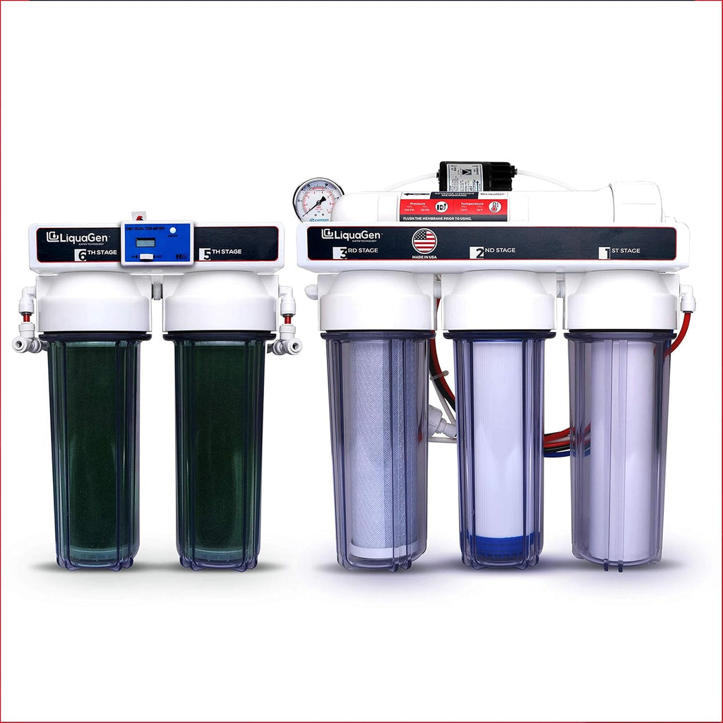 Aquarium Reef Reverse Osmosis Deionization Water Filter System with TDS Meter, Pressure Gauge and Electrical High Flow Booster Pump L1979
