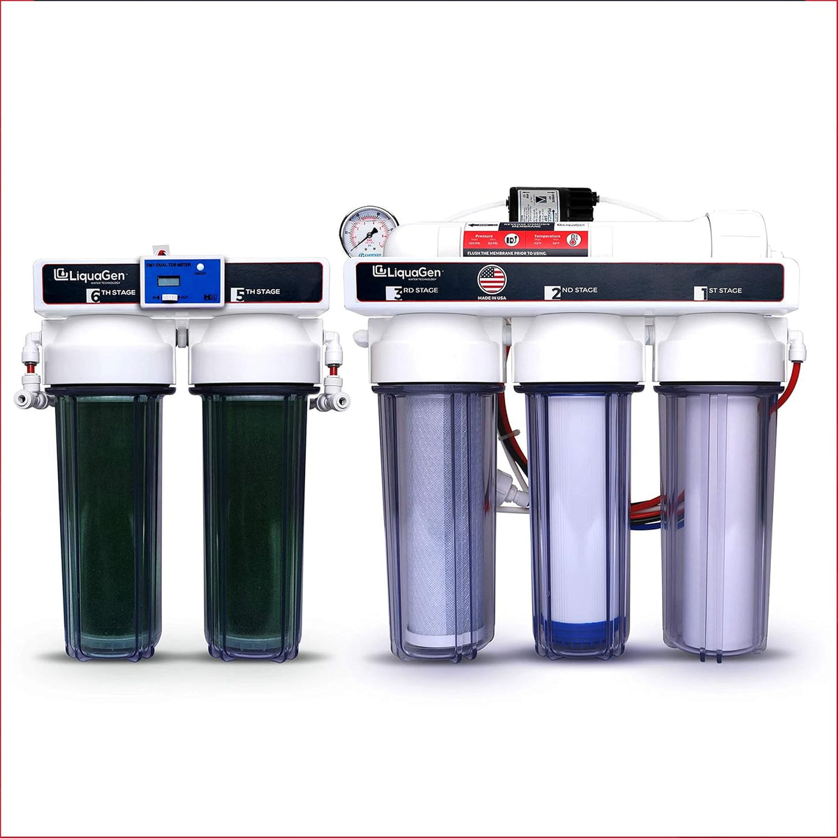 Aquarium Reef Reverse Osmosis Deionization Water Filter System with TDS Meter, Pressure Gauge and Electrical High Flow Booster Pump L1979
