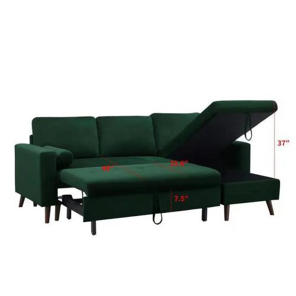 88 inch Reversible Pull out Sleeper Sectional Storage Sofa Bed Y67127