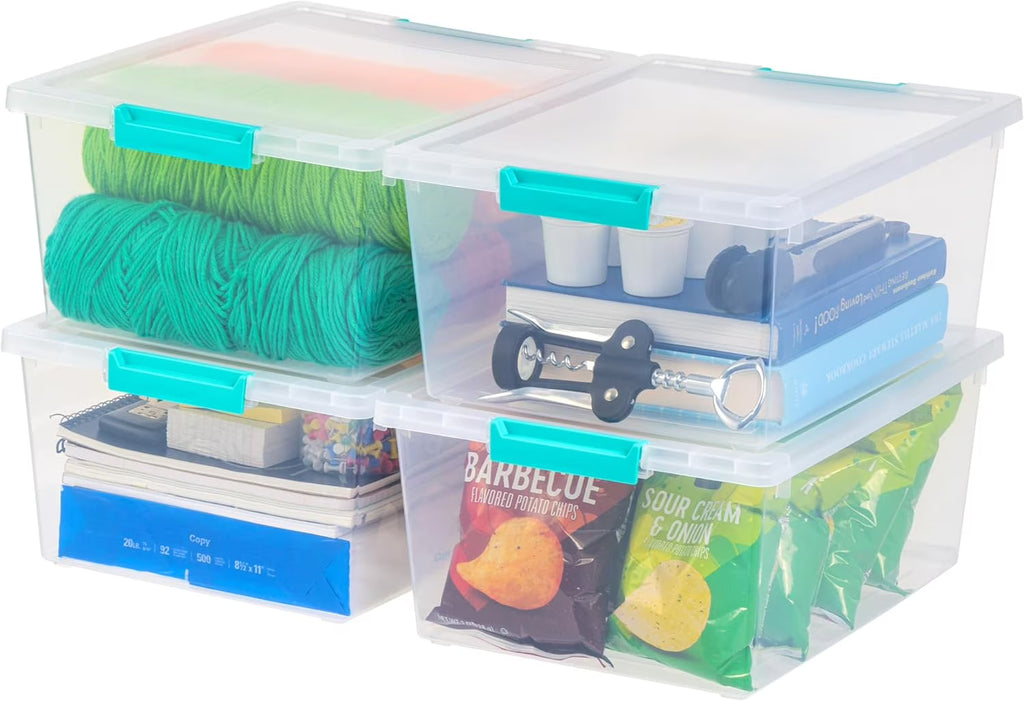 12 Qt Plastic Storage Bins, 4 Pack R4869